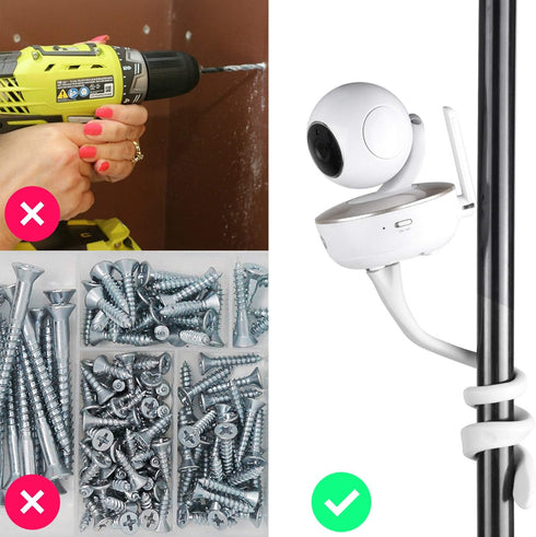 iTODOS Baby Monitor Mount - Versatile Twist Mount without Tools or Wall Damage, Compatible with Arlo, Owlet, Goodbaby,