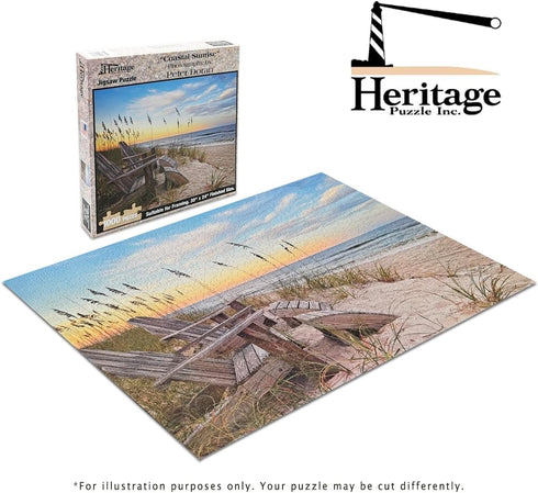 1000 30" 24" Heritage Puzzle Coastal Sunrise Beach Ocean Jigsaw Puzzle for Adults Pieces, Frameable x Relaxing Coastal
