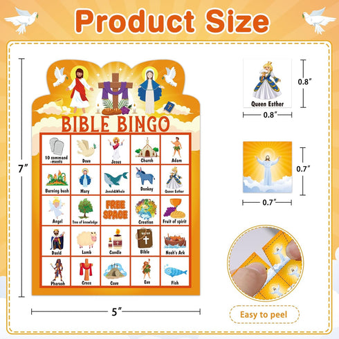 FLYAB Bible Bingo Game for Kids and Adults, 26 Players Christian Bingo Cards for Church and Family