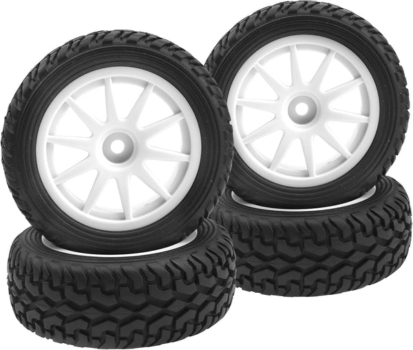 75mm/2.95'' Rubber Tires & Plastic Wheel Rims, 12mm Hex, Compatible with Traxxas HSP Tamiya HPI Kyosho 1/10 RC