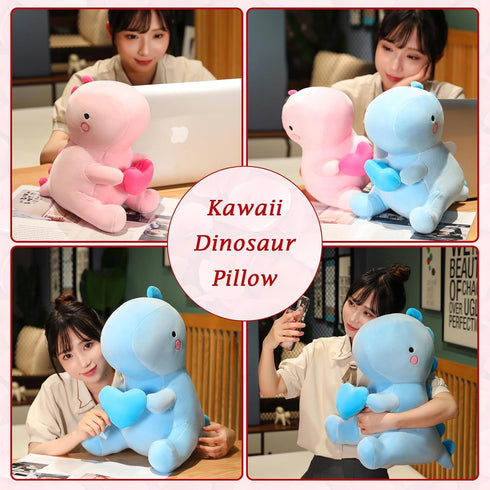 SQEQE Dinosaur Stuffed Animal - 12 Inch Loving Soft Dino Plush Toys with Heart for Valentine Day, Gift for Her