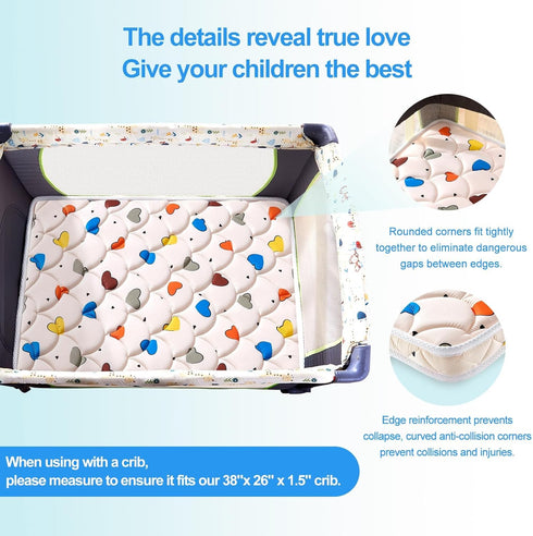 Feisaibaoly Pack (38 "x26 "x1.5"),Skin Development,Pack and Play Mattress Friendly Fabric, Soft, Breathable and Quiet