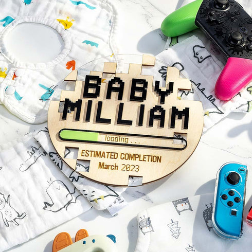 Generic Baby Announcement Sign Custom Gaming Baby Name Signs for Nursery Hospital Newborn Sign Personalized Video Game