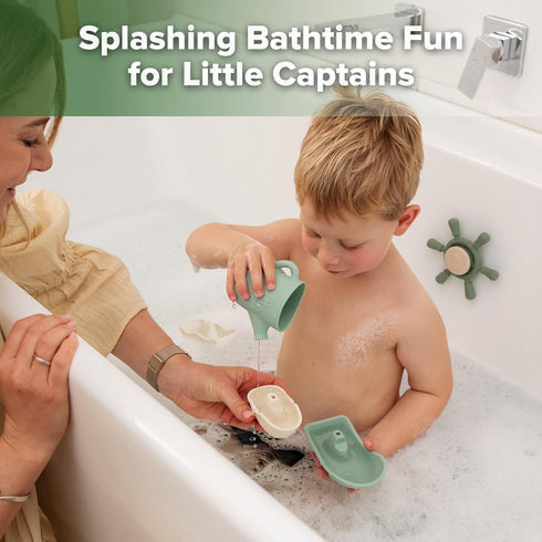 Set, 6M+ Haakaa Nautical Silicone Baby Bath Toys Food Grade Silicone Bathtub Toys for Toddlers, Mold-Free Stacking