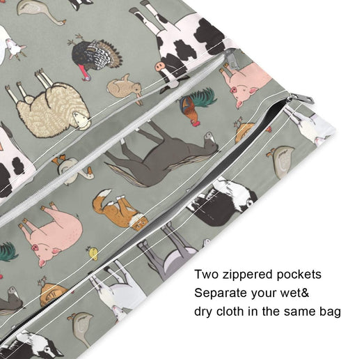 Beach2 Pack Blueangle Funny Fishes Wet Dry Bag for Cloth Diaper, Swimsuit & Travel - Water Resistant Wet Bags - Perfect