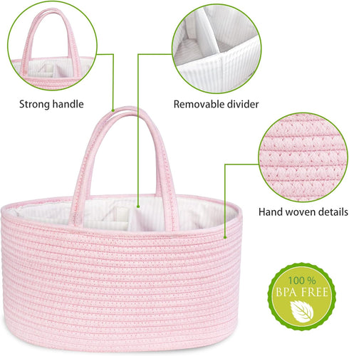 ABenkle Baby Diaper Caddy - Nursery Storage Bin and Car Organizer for Diapers and Wipes