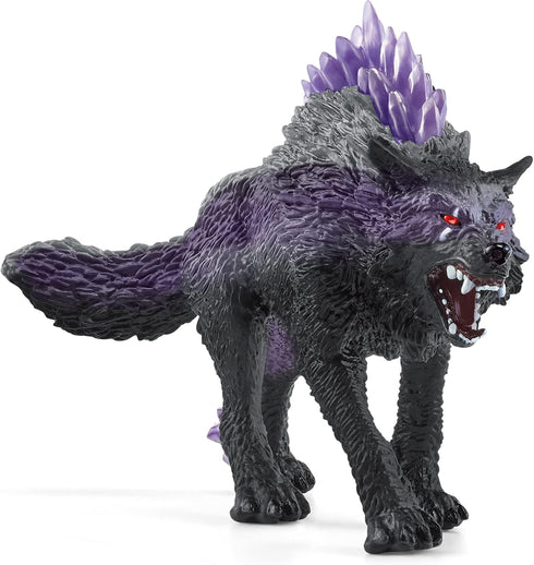 Schleich Eldrador Creatures Mythical Shadow Wolf Action Figure - Purple Coat and Translucent Back Crystals, Gift for
