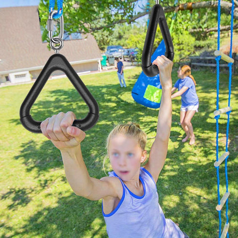 Dolibest Monkey Bars Trapeze Bar Kids Monkey Bars Playground Trapeze Bar Rings Swing Sets for Backyard with Monkey Bars Ninja Course for Kids Outside Playset Monkey Bars (2Pcs), Black
