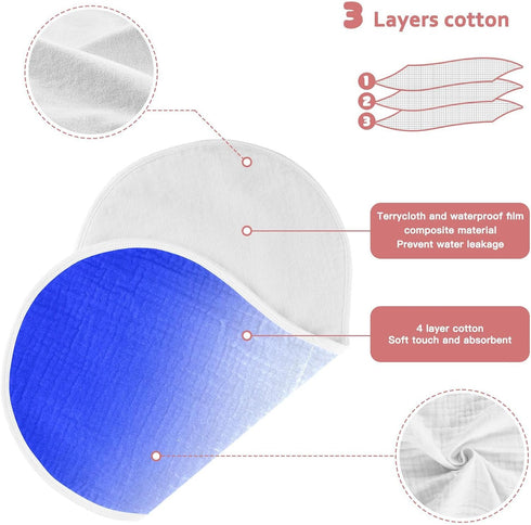 decor gift 4 Pack 22x11in Cotton Baby Burp Cloths Soft and Absorbent? Blue Calm Gradient Feed Cloth for Unisex