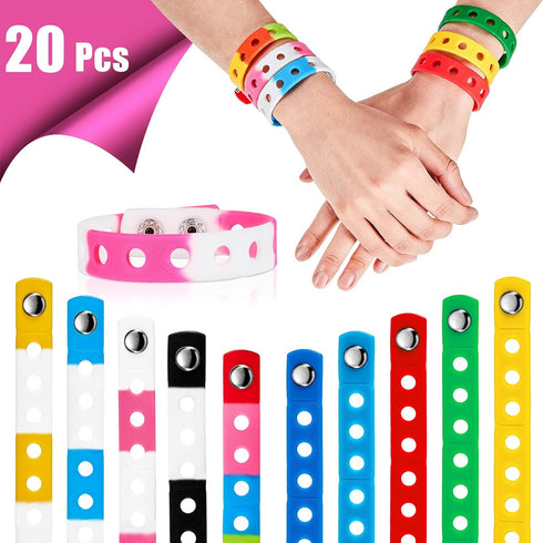 Aoriher Back to School Silicone Charm Bracelets for Kids, 7 Inch Adjustable Rubber Wristband with Holes
