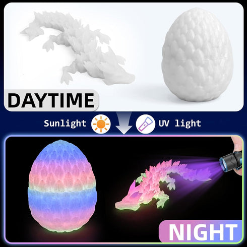 12 Pack 3D Printed Dragon, Christmas Stocking Stuffers - Mini Gemstone Egg with Flexible Crystal Dragon Inside, Cute