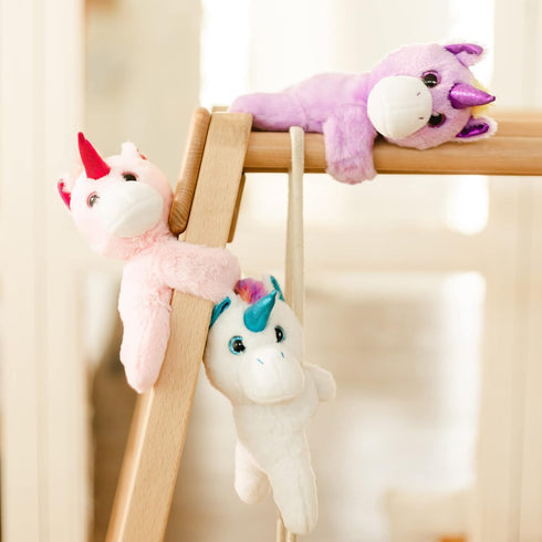 Unicorn Slap Bracelets Wrist Hugger Gift, Stuffed Animals Huggable Plush Toy for Kids and Teens, Pink 8.5"