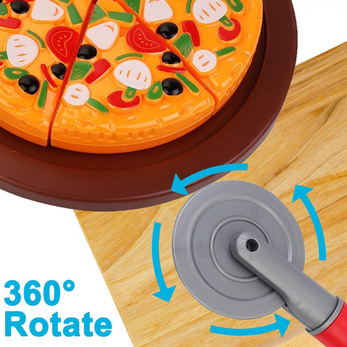 15-Piece Pizza Party Play Set for Kids - Realistic Pretend Play Food Kit for Slice and Serve Kitchen Cooking