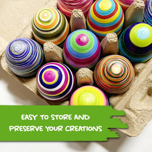 (12 Pack), 3 The Eggmazing Egg Decorator Authentic Wooden Eggs - for Easter Egg Decorating, Arts and Crafts - Matte