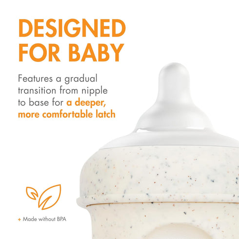 3 Count Boon Nursh Curve Silicone Baby Bottle Nipples - Food-Grade Silicone Bottle Nipples Medium Flow Nipples for Baby