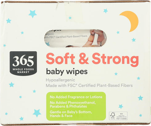 365 100 Count (Pack 6) by Whole Foods Market, Soft & Strong Disposable Baby Wipes, Fragrance-Free