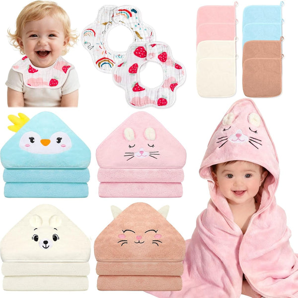 Sublaga 14 Pcs Baby Towels, Soft Baby Towel and Washcloths Set, 4 Pcs