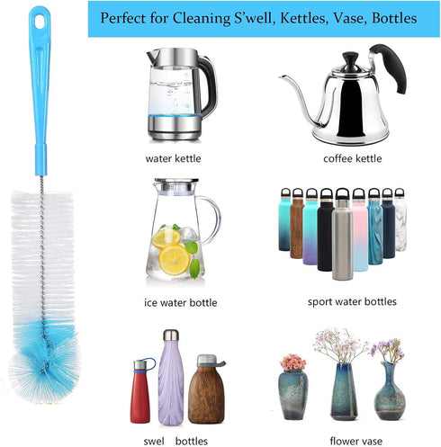 KELINFONG 8 Pack 16 Inch Brush,5 1 Bottle Brush Cleaner, Stainless Steel Long Handle Straw in Water Bottle Brush