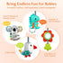 XIXILAND Car Seat Toys for Infants 0-12 Months, Developmental Stroller Toys with Dinosaur, Lion Mirror, Teether