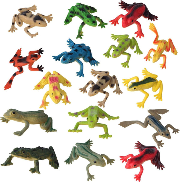 16Pcs Plastic Frogs Toy for Kids, Mini Red Frogs Toys for Easter Party Favors