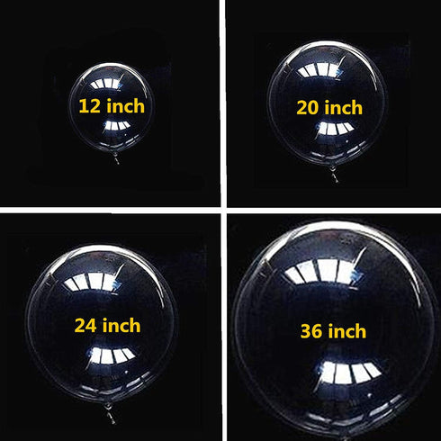 25 PCs Clear Bobo Balloons: 12 inches Transparent Bubble Balloons for Light Up LED, Christmas, Party Events, Weddings