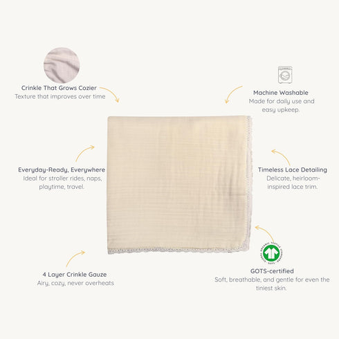 30" 40" MakeMake Organics GOTS Certified Organic Cotton Muslin Soft Breathable Lightweight Swaddle and Comfort Organic
