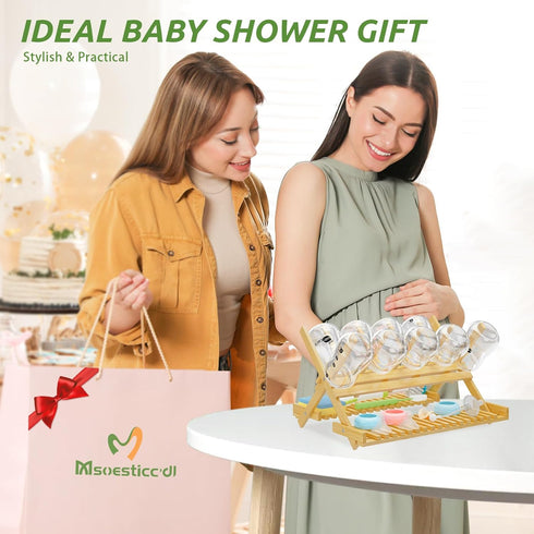Msoesticc.dl DSVENROLY Baby Bottle Drying Rack Foldable Vertical Bamboo Milk Bottle and Accessories Organizer for Busy