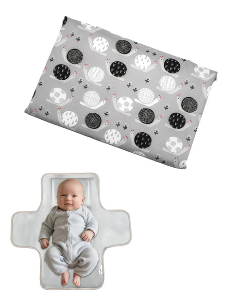 Cute Snail Portable Diaper Changing Mat,Waterproof Foldable Travel Changing Pad,On-The-Go Wipeable Reusable