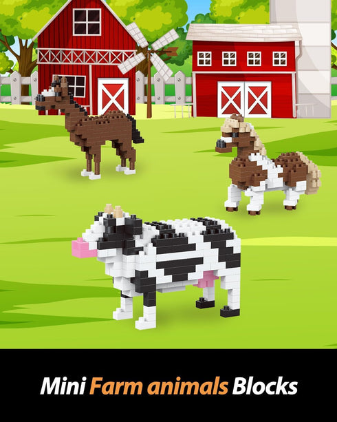 QISHOUTING Cow Mini Building Toy for Kids, Farm Animals Mini Building Blocks & Learning Toy for Girls Boys, Miniature