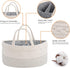 Luxury Little White Diaper Caddy Organizer, Large Cotton Rope Nursery Basket, Portable Car Organizer with Divider
