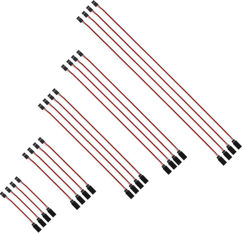 Tecunite 20 Pieces 3-pin Servo Extension Cable, Female to Male RC Servo Connectors, 5 Sizes