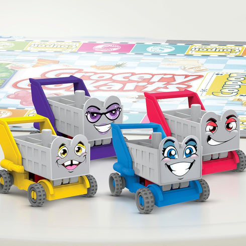 Grocery Go Karts Board Game for Preschoolers and Kids Ages 4+, Building Game with Mini Groceries for 2-4 Players
