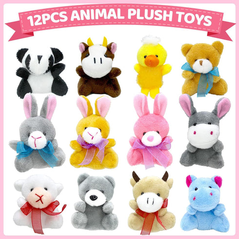 12PCS CH HAICHENG Filled Easter Eggs with Plush Animal Toys Inside, Prefilled Easter Eggs for Easter Eggs Hunt, Easter