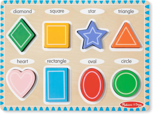 Melissa & Doug Wooden Chunky Shapes Puzzle (8 pcs) - FSC Certified