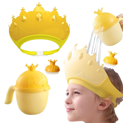 Thcbme Baby Shower Cap Shield, Baby bath set shower cap/water cup/massage brush,Visor Hat