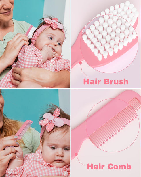 OTTOLIVES 24 in 1 Baby Healthcare and Grooming Kit - Electric Nail Trimmer Set for Newborns and Toddlers (Pink)