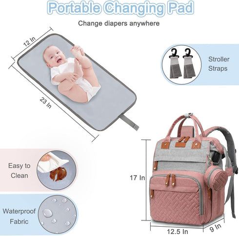 SHITIESHOU Backpack 19 Diaper Bag Baby Bag for Mom Dad with Changing Pad, Pockets, Large Waterproof Travel Baby Girl