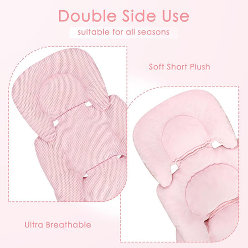 Summer Infant Car Seat Insert for Newborn Girls Boys, Mesh Baby Carseat Head Inserts with Strap Pads, Soft Reversible
