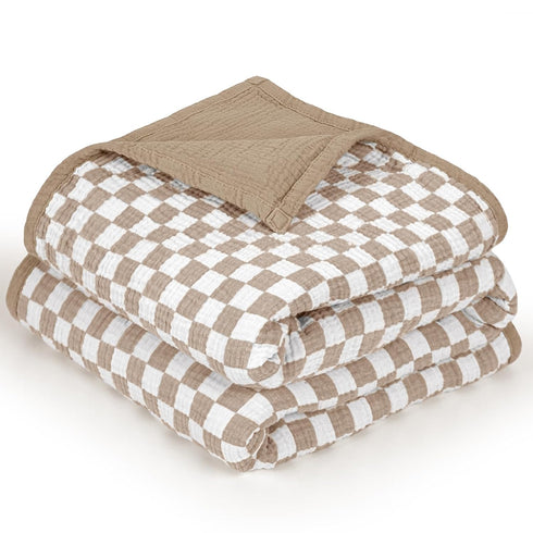 lulumoon Muslin Baby Blanket Neutral: 100% Cotton Lightweight Crib Blanket - Modern