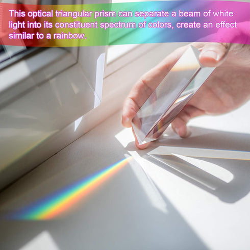 Coitak 6 Inch Optical Glass Triangular Prism, Crystal Tool for Teaching Light Spectrum Physics and Photography
