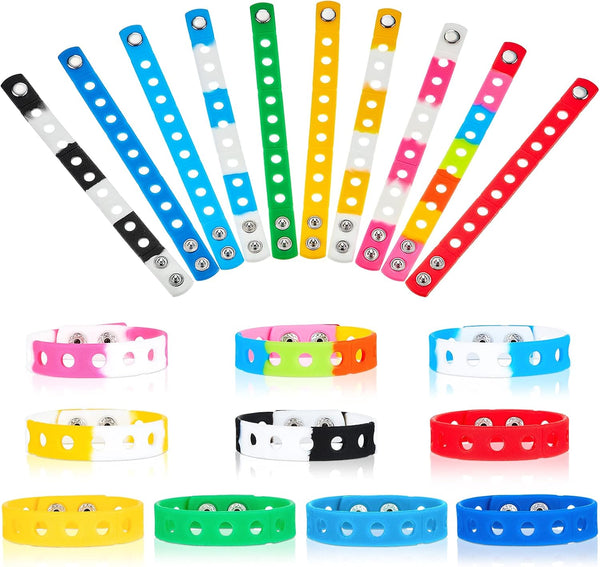 Aoriher Back to School Silicone Charm Bracelets for Kids, 7 Inch Adjustable Rubber Wristband with Holes