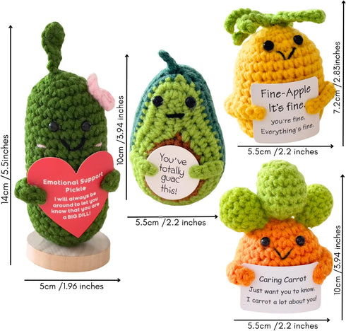 Jpaklpe 4PCS Cute Crochet Funny Gifts, Handmade Emotional Support Knitted Potato with Positive Card for Women