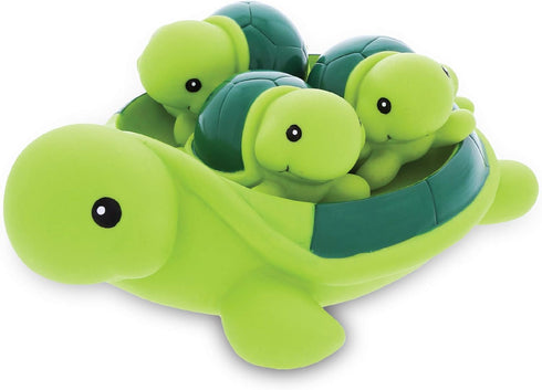 Dollibu Green Sea Turtle Family Bath Squirters, 4 Piece Bath Toy Set for Kids, Floating Rubber Squirt Toys