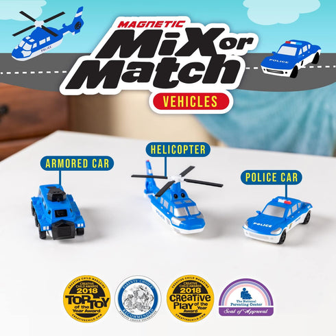 POPULAR PLAYTHINGS Mix or Match Vehicles - Magnetic Toy Play Set, Police