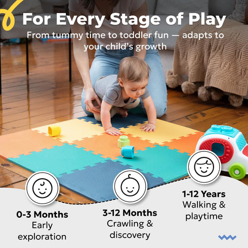 MioTetto Baby Play Mat, Comfortable Playtime Mat Portable Foam Floor Tiles, Safe Baby mat for Floor for Crawling