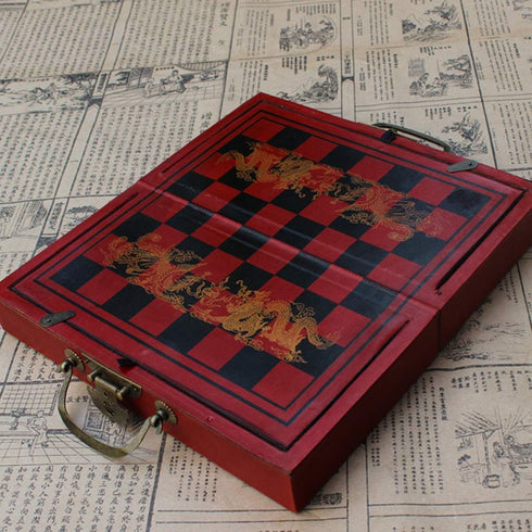Vintage Chinese Terracotta Warrior Chess Set - 32 Wood Table Chess Games Gift