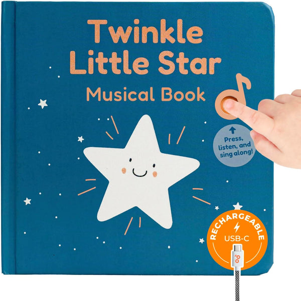 Cali's Books Twinkle Twinkle Little Star USB-C Rechargeable Musical Book for 1-Year-Old