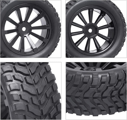 12mm Hex Wheels and Rubber Tires for RC 1/10 On-Road Touring Car, Set of 4