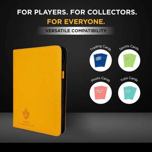 9 360 Card Guardian - Pocket Premium Black Binder with Zipper for Cards - Side Loading Pockets for Trading Card Games