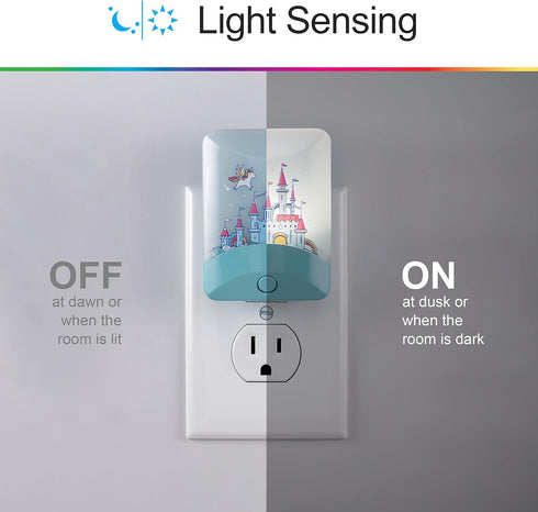 GE Color-Changing LED Night Light, Princess Castle, Plug Into Wall, Dusk to Dawn Sensor for Kids Bedroom, Bathroom